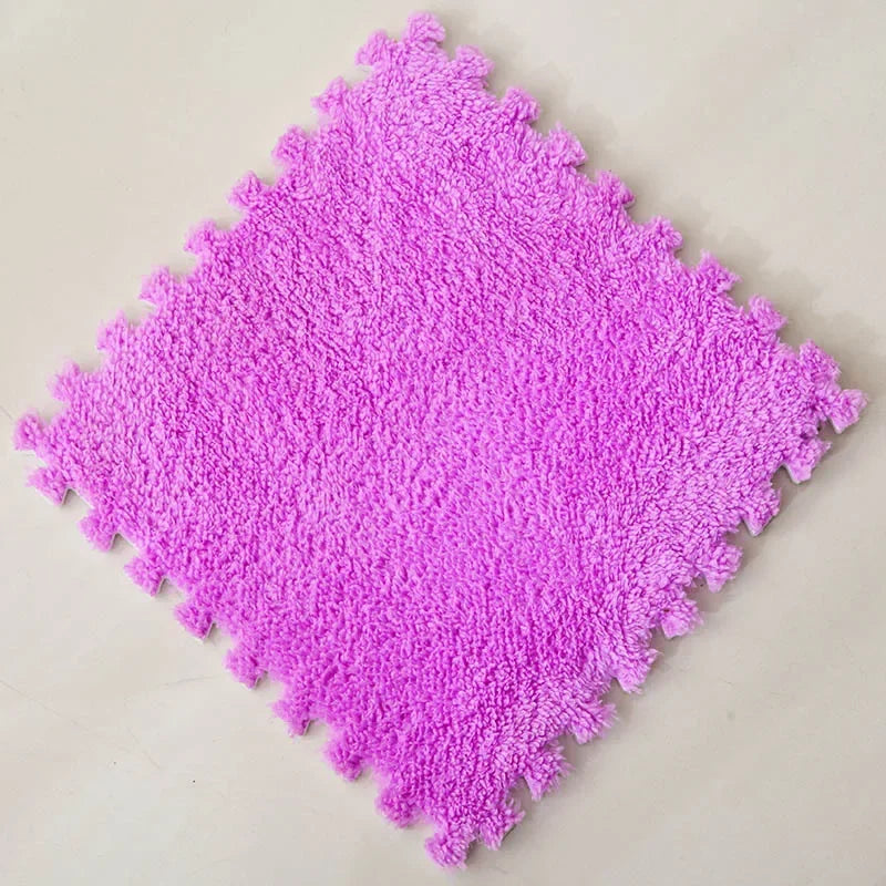Soft Fluffy Carpet Puzzle Tiles – Interlocking Floor Mats for Kids & Home Play Areas