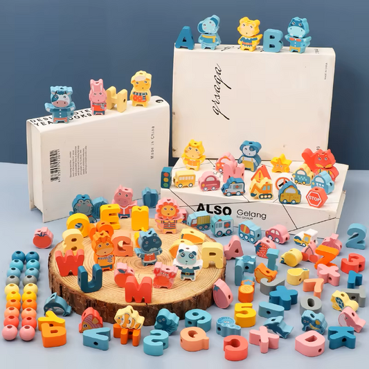 Wooden Lacing Beads & Learning Set for Toddlers