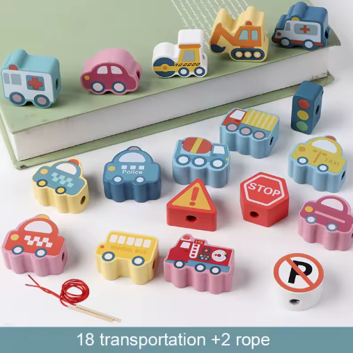 Wooden Lacing Beads & Learning Set for Toddlers