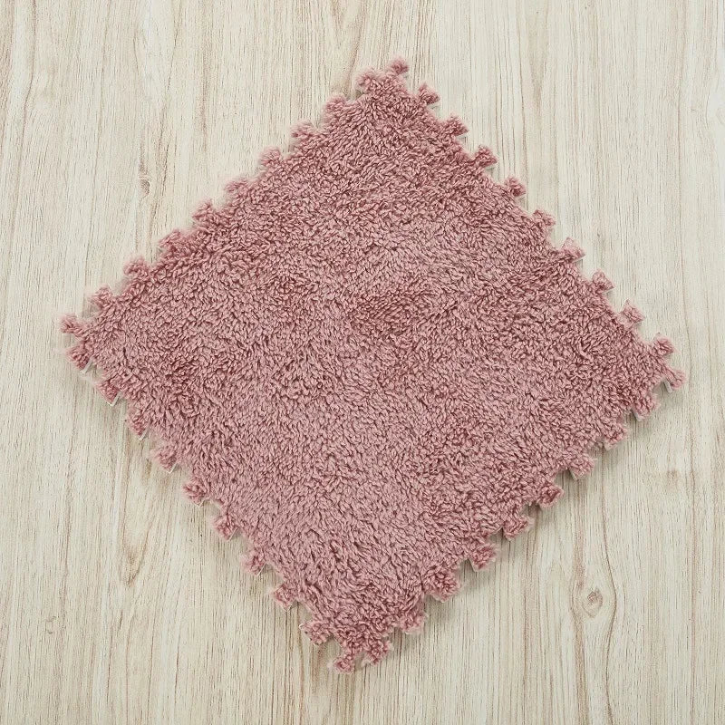 Soft Fluffy Carpet Puzzle Tiles – Interlocking Floor Mats for Kids & Home Play Areas