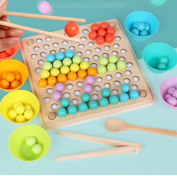 Wooden Bead Puzzle and Sorting Game