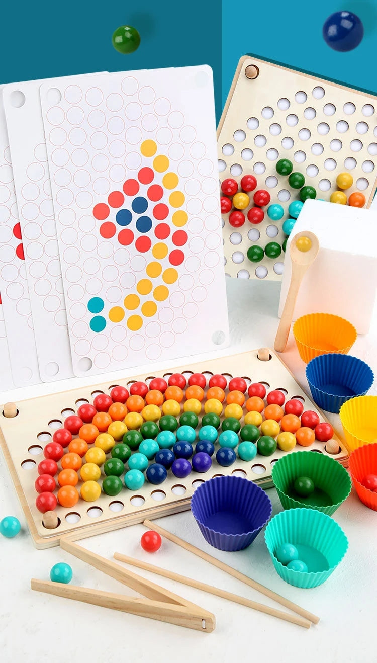 Wooden Bead Puzzle and Sorting Game